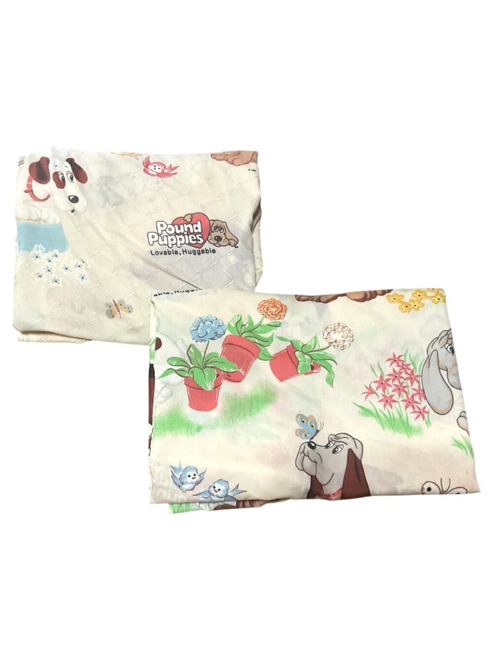 Vintage Pound Puppies Twin Sheet Set Flat & Fitted 1985 Made In USA